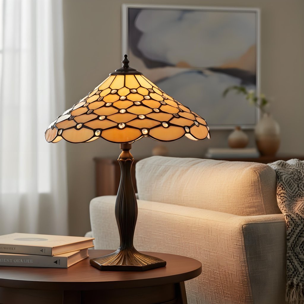 TF Pearl glas-in-lood tafellamp - sfeerverlichting voor slaapkamer en woonkamer HL2200