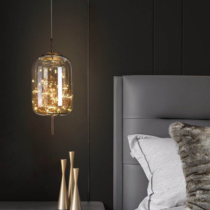 Scandinavische cilindervormige ovale glazen hanglamp HL479