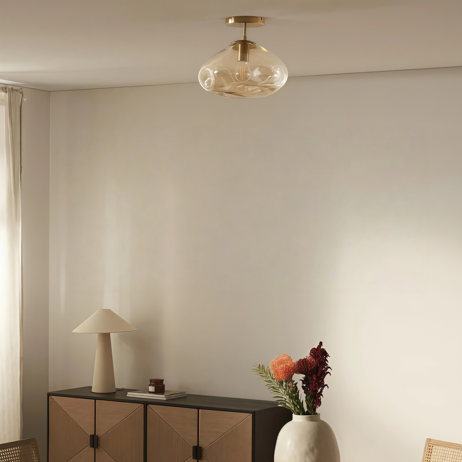 Moderne plafondlamp van chroomspiegelglas - minimalistische stijl voor woonkamer HL1054