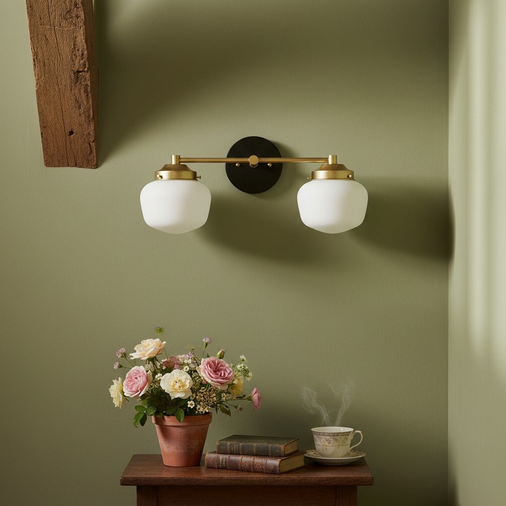 Opalume glazen Art Deco badkamerlamp - wandlamp met witte glazen kappen HL1668