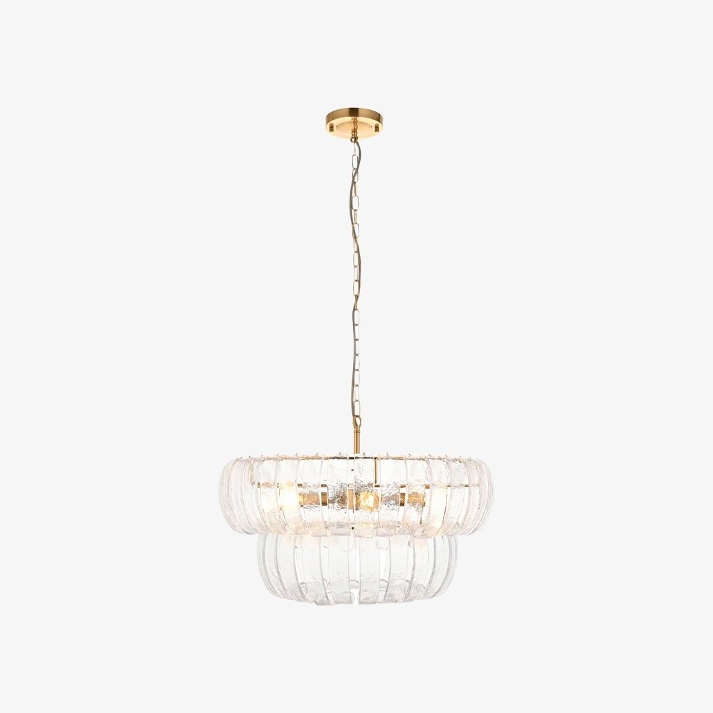 Solara hanglamp met 6 lampen in meerdere lagen - Cascaderend gebogen glas en metalen frame voor eetkamer en hal HL2102