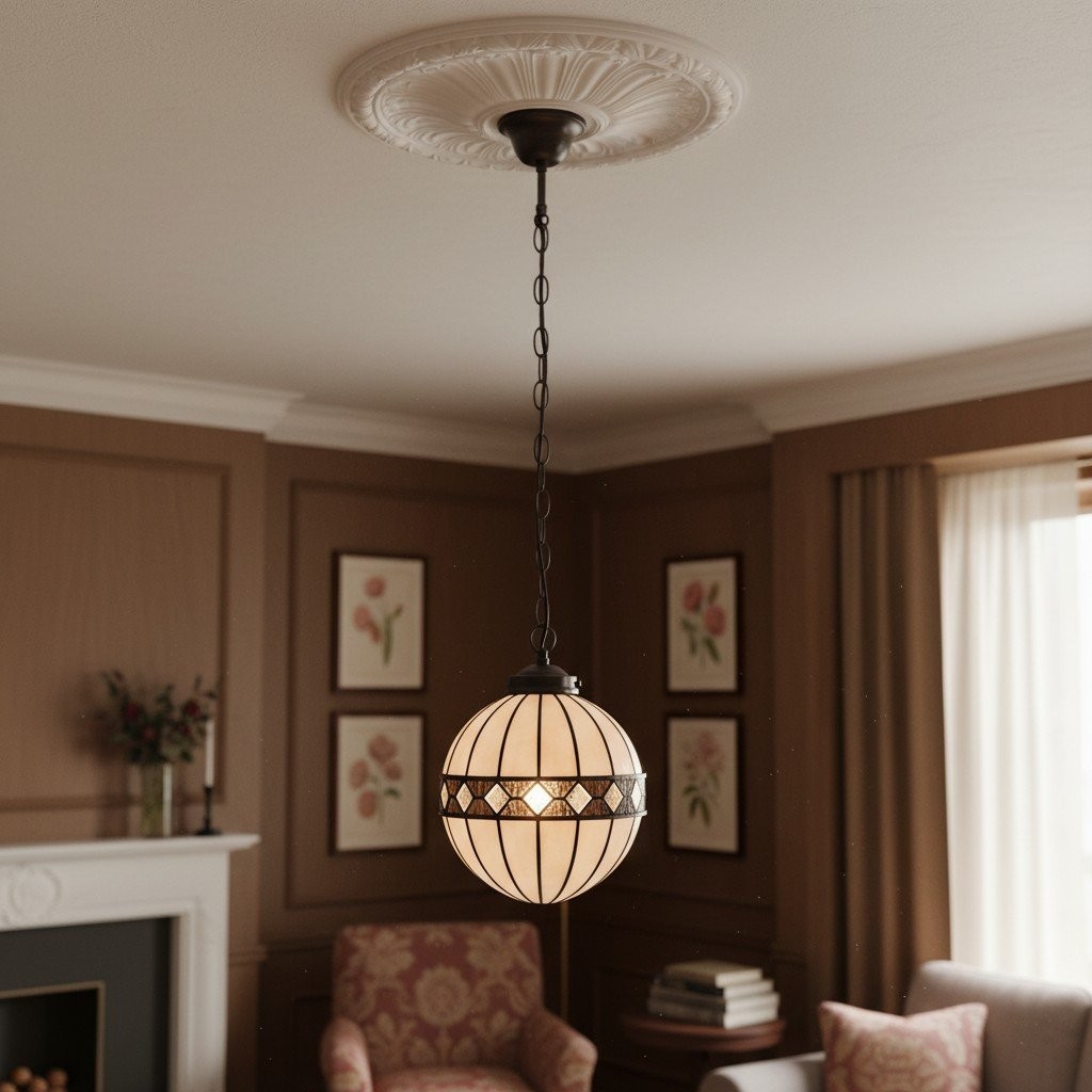 TF Fargo Tiffany-stijl bolvormige hanglamp - Handgemaakte kunstglazen bollamp voor keukeneiland HL2233