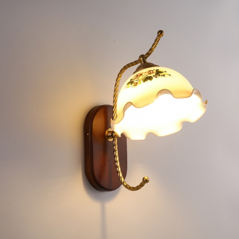 Mid Century Vintage Bloem Glazen Wandlamp HL24