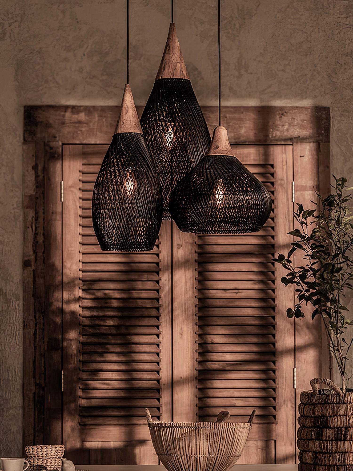 Harp gevlochten rotan hanglamp HL1402