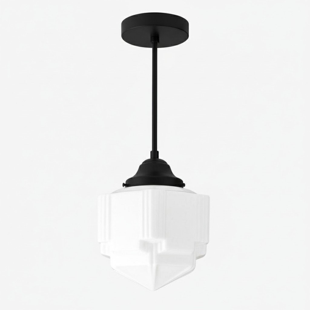 Geotower Glazen Moderne Hanglamp - Wolkenkrabber Design - Afwerking van Messing, Zwart of Nikkel HL1702