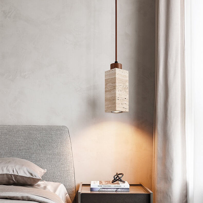 Wabi Sabi hanglamp van massief hout en steen HL971