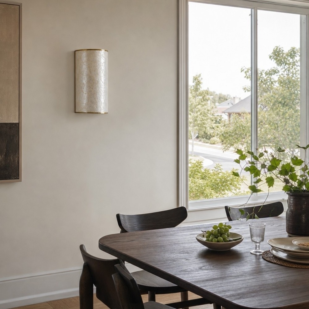 Nacrelith Capiz schelp wandlamp met gelaagde textuur - Moderne wandlamp voor de woonkamer HL3548