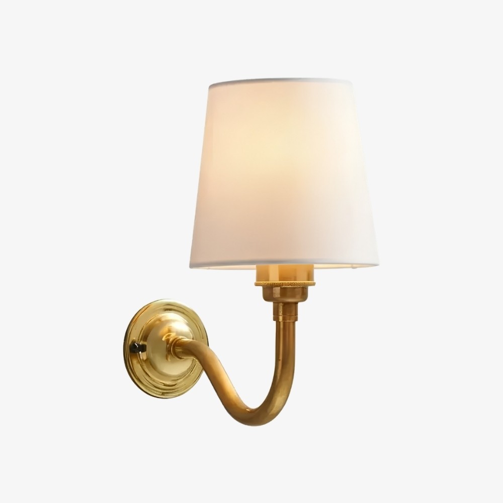 Vintage Cottaloy wandlamp met gebogen arm en stoffen bekleding voor de woonkamer of slaapkamer HL3579