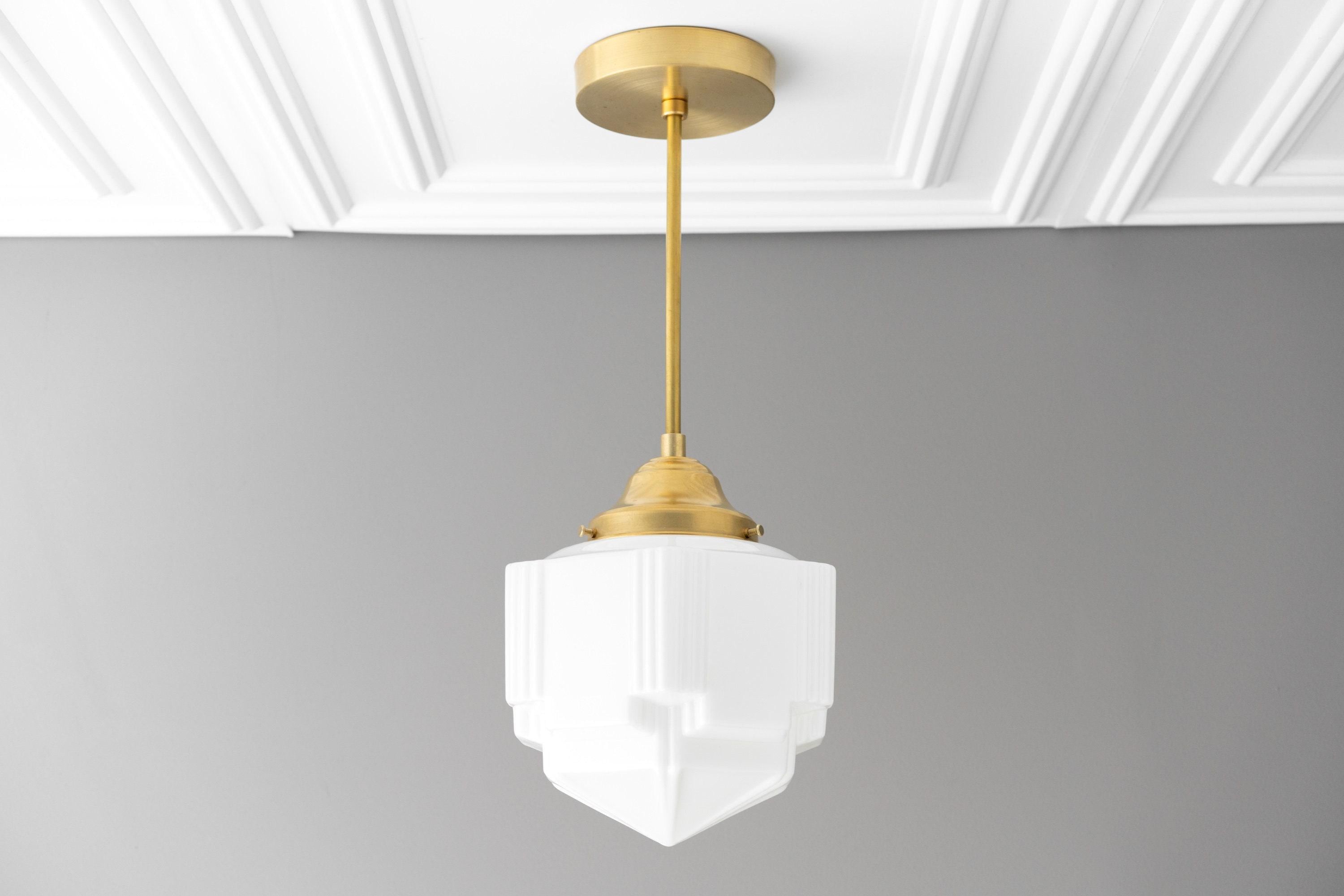 Geotower Glazen Moderne Hanglamp - Wolkenkrabber Design - Afwerking van Messing, Zwart of Nikkel HL1702