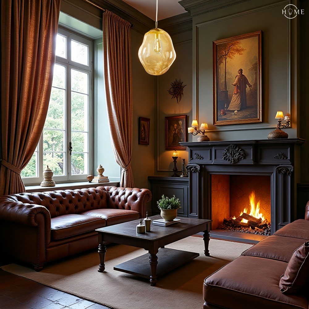 Amberkleurige Glazen Hanglamp - Modern Bolvormig Ontwerp HL1041
