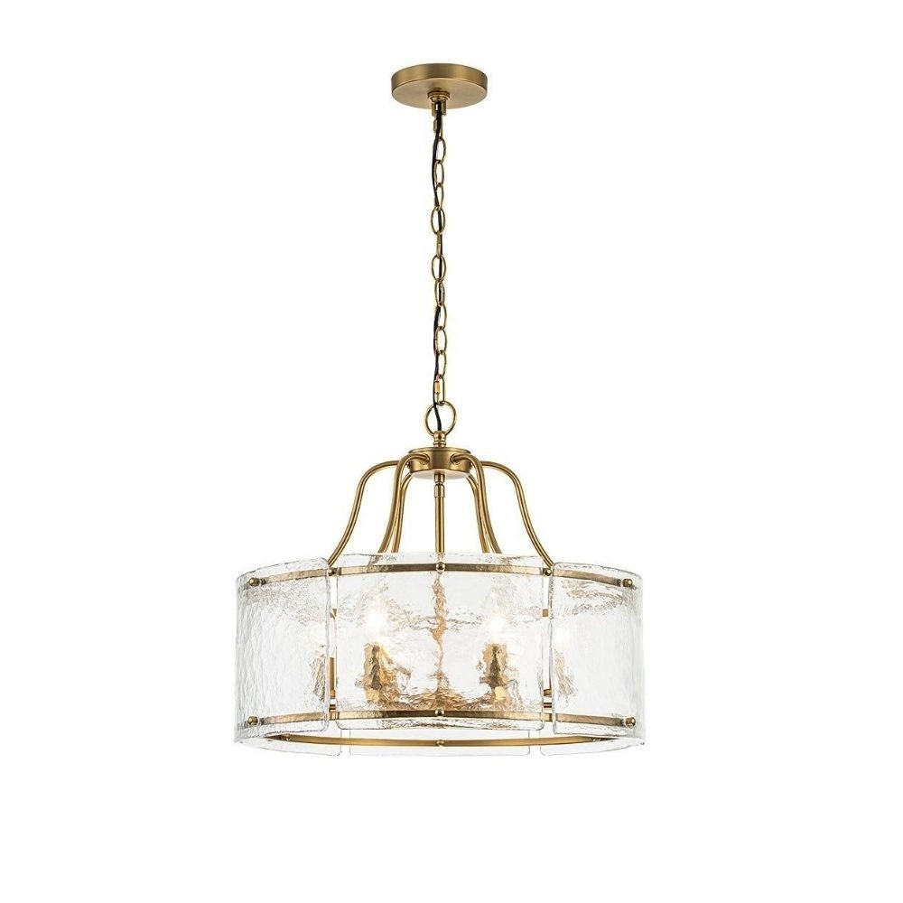 Vintage Metalen Hanglamp met Textuur van Geborsteld Glas HL1009