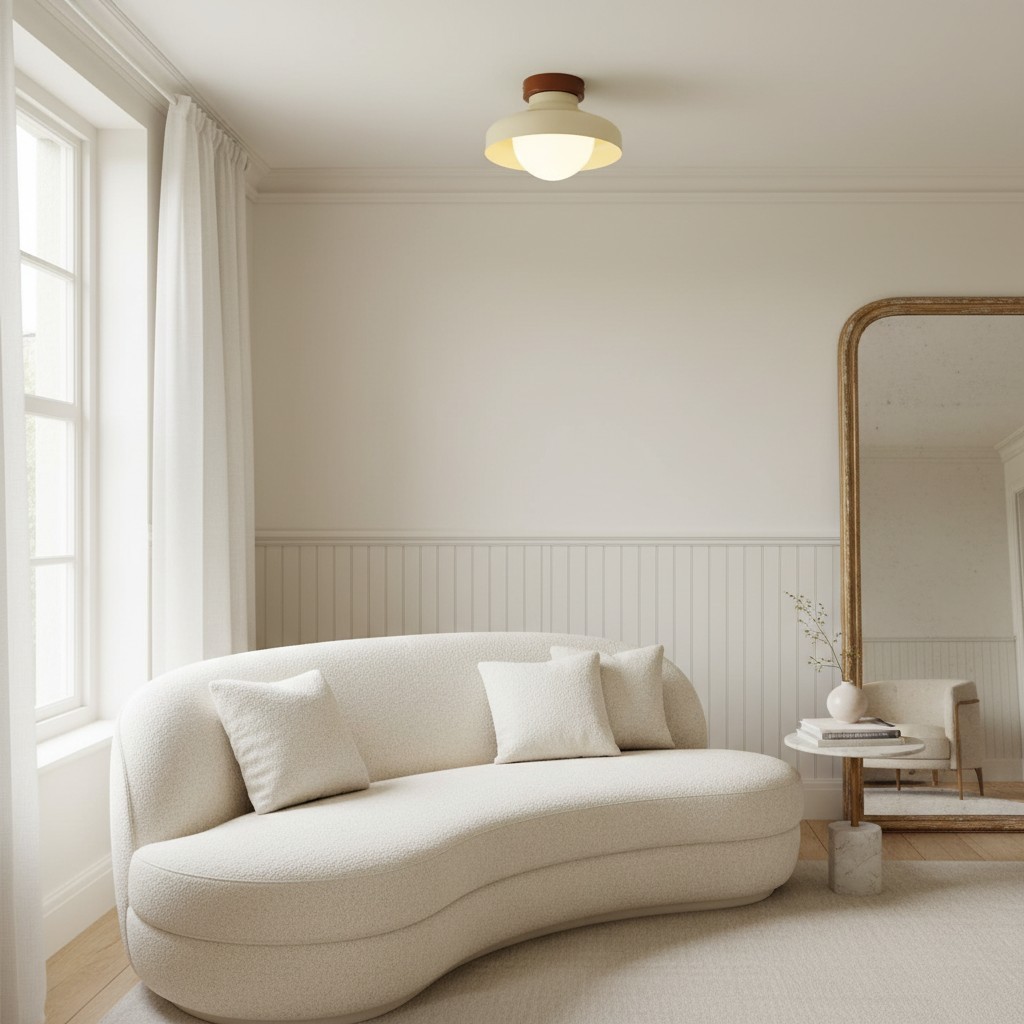 Elystra Moderne Plafondlamp Minimalistische Glazen Kap Metalen Armatuur voor Woonkamer Keuken Hal HL2318