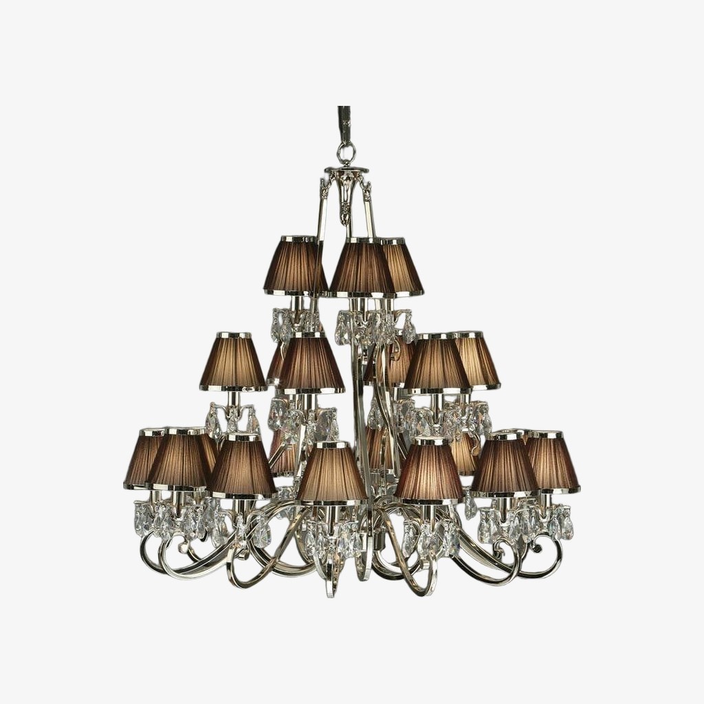 Talonis kroonluchter met meerdere lampen en stoffen armatuur - elegante gebogen metalen armen voor eet- en woonkamer HL2127