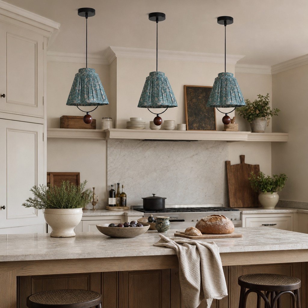 Solmire Decoratieve Hanglamp met Bloemenprint en Stoffen Bekleding - Metalen Accent Hanglamp voor Woonkamer en Eetkamer HL3561