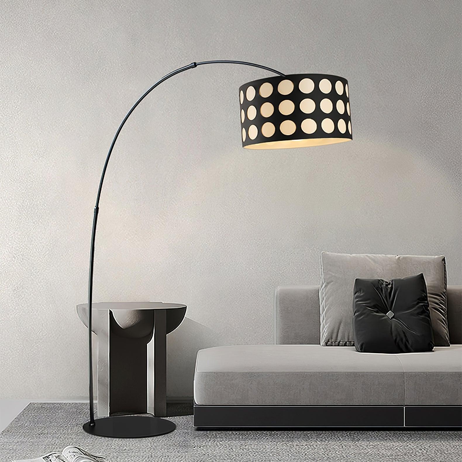 Moderne stoffen vloerlamp met stippenboog HL1119