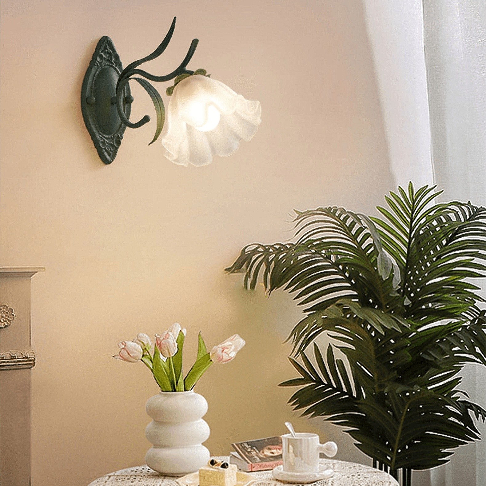 Nordic Retro Leliebloem Glazen Wandlamp HL304