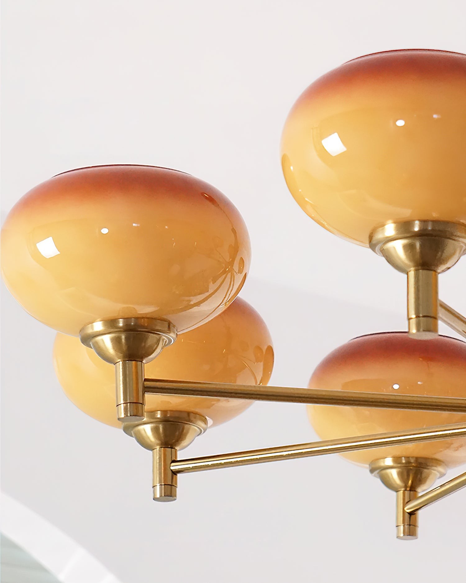 Vintage Mid Century Persimmon Glazen Kroonluchter HL840