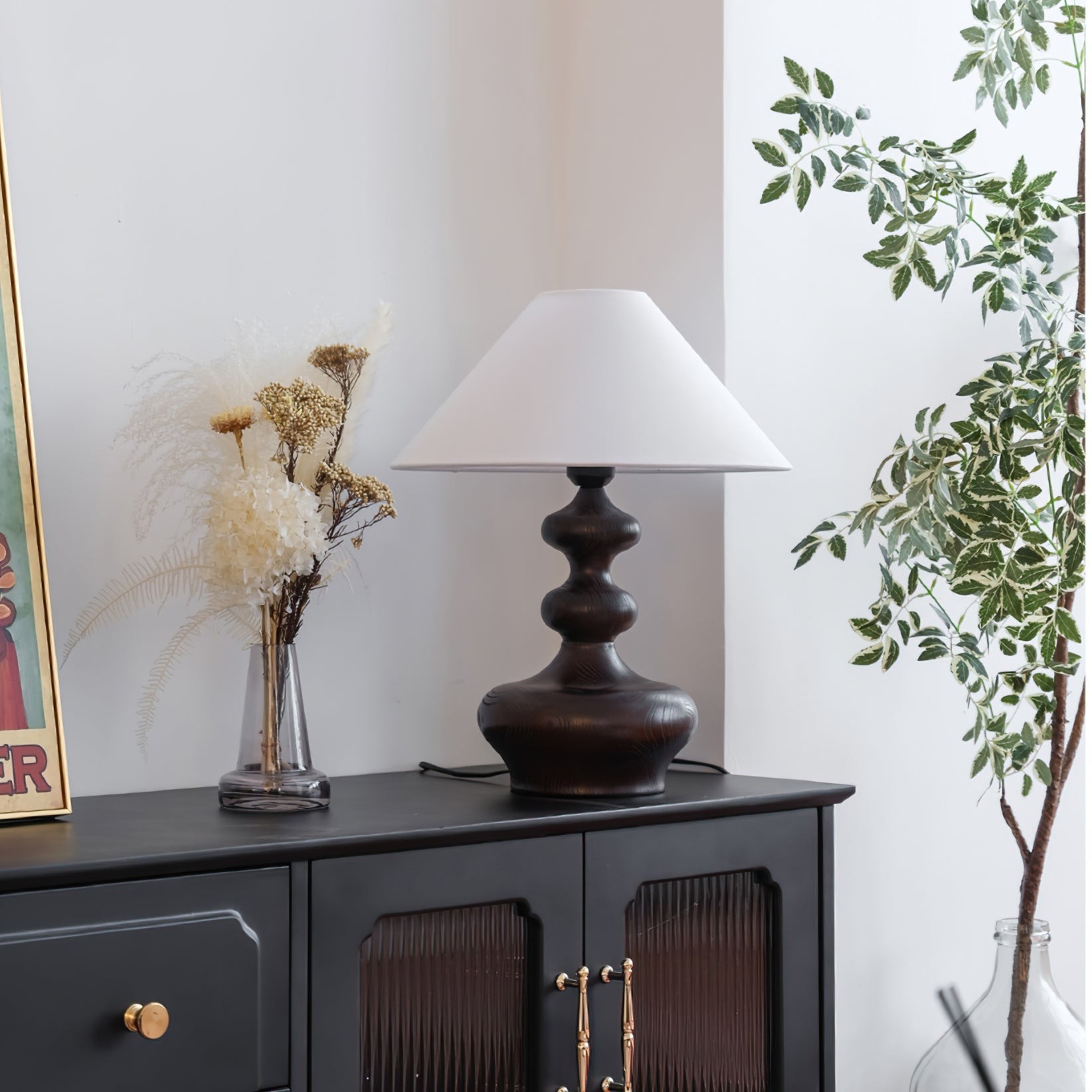 Nordic Retro Massief Houten Tafellamp HL472
