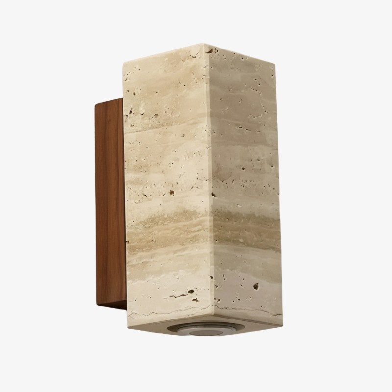 Slivara achterplaat van natuursteen met warme amberkleurige kap - Vintage moderne Slivara wandlamp voor de woonkamer HL2309