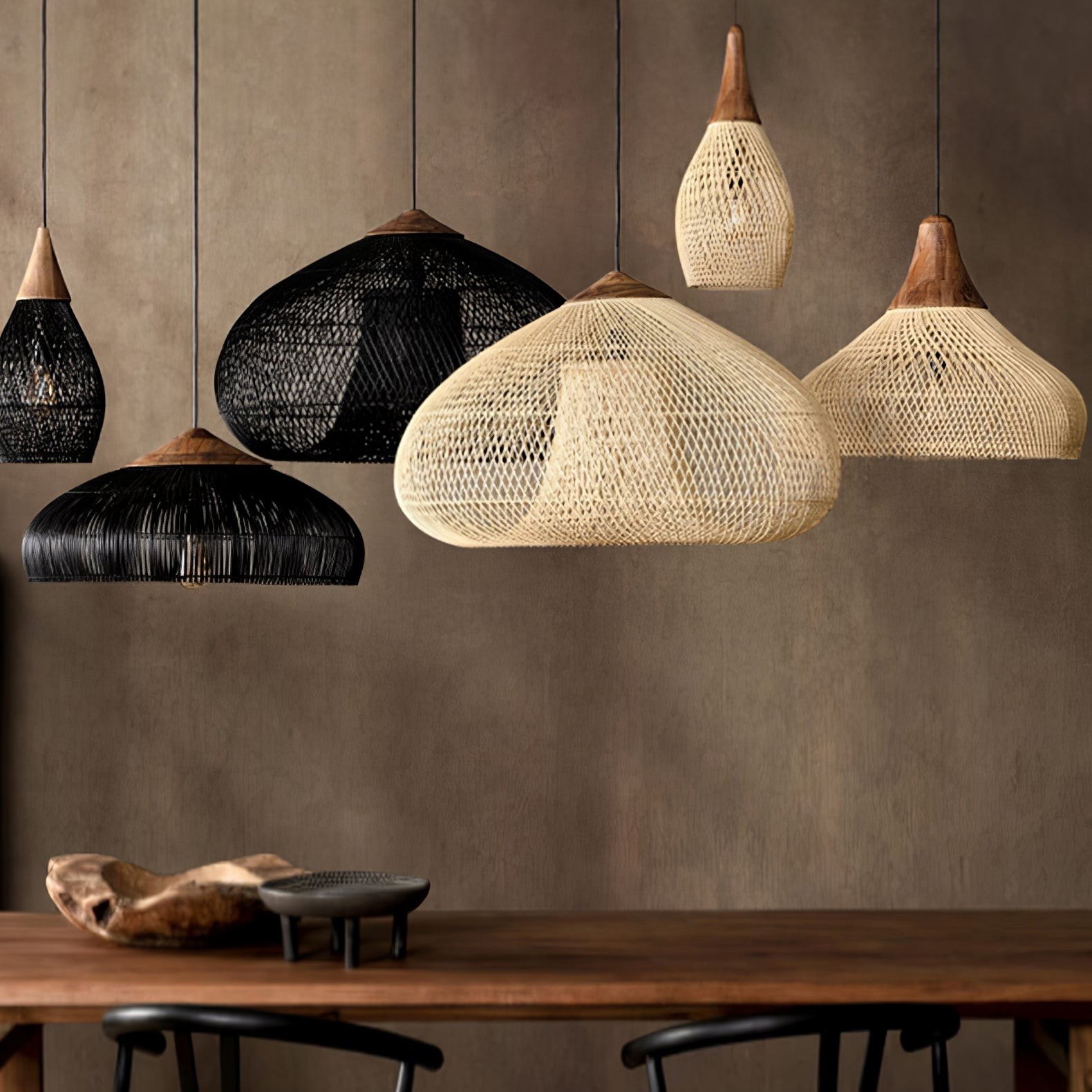 Harp gevlochten rotan hanglamp HL1402