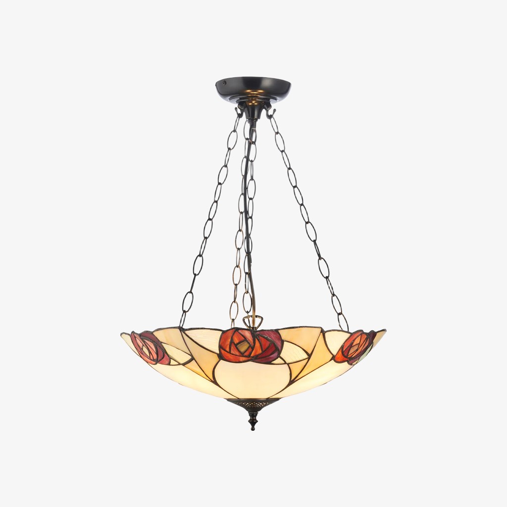 TF Ingram handgemaakte plafondlamp van gebrandschilderd glas - Vintage Art Deco Tiffany-lamp voor de eetkamer HL2219