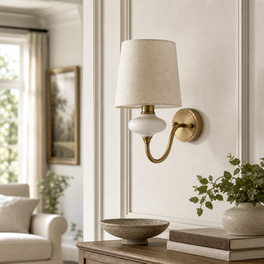 Shellure Keramische Schelp Wandlamp - Elegante Franse Stijl Slaapkamer Accentlamp HL3552