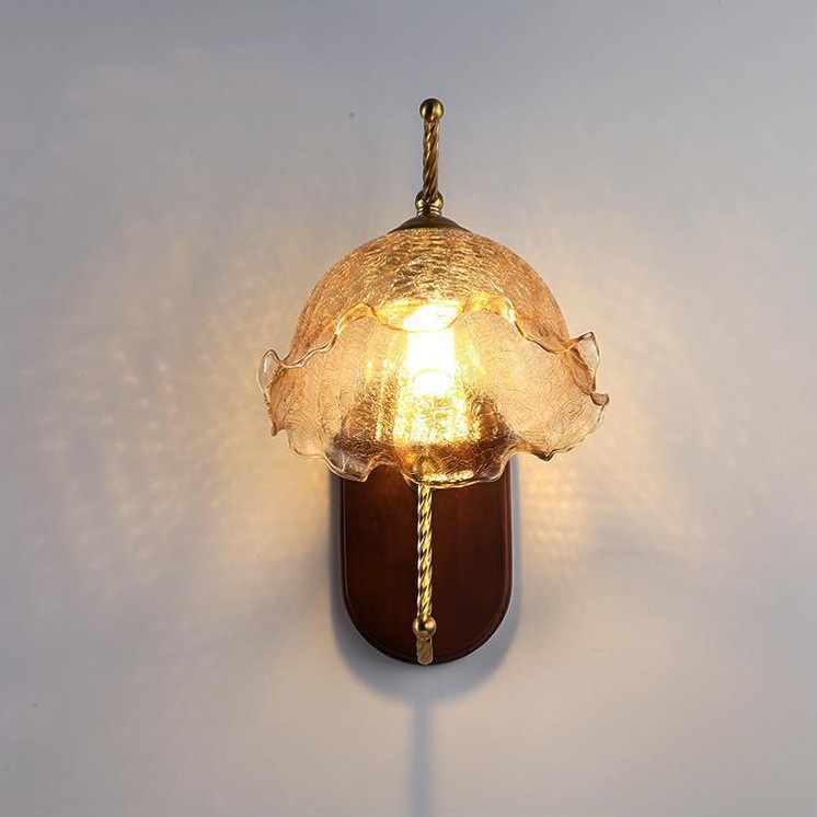 Mid Century Vintage Bloem Glazen Wandlamp HL24
