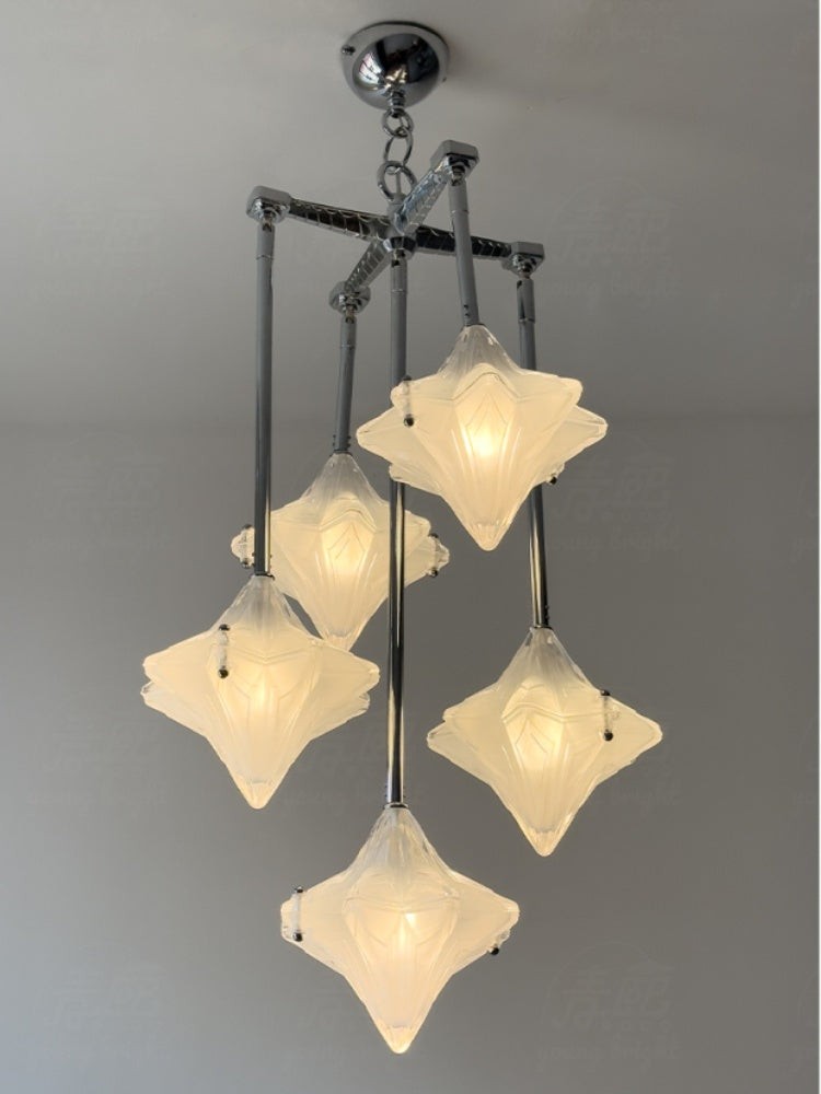 Art Deco Astris Star Kroonluchter - Decoratief armatuur van gematteerd glas voor eetkamer HL1791