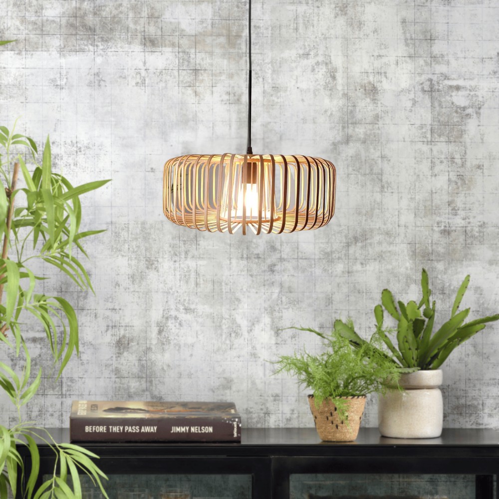 De Solar Illusion bamboe hanglamp HL3451