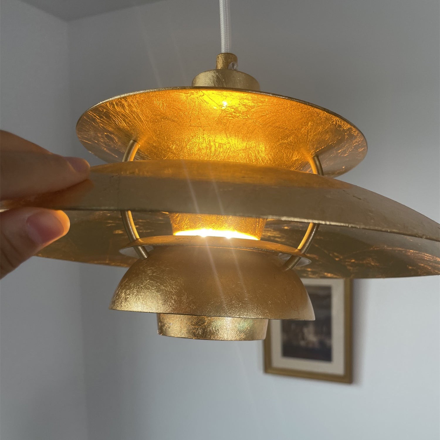 Hanglamp HL3315 met gouden folie