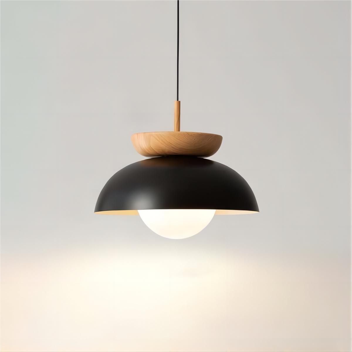 Scandinavische Semi-bol Houten Hanglamp HL100