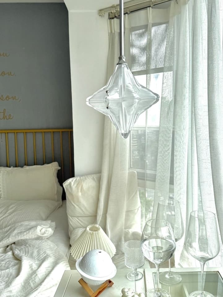 Art Deco Astris Elara Star hanglamp - hanglamp van matglas met geometrische stijl HL1792