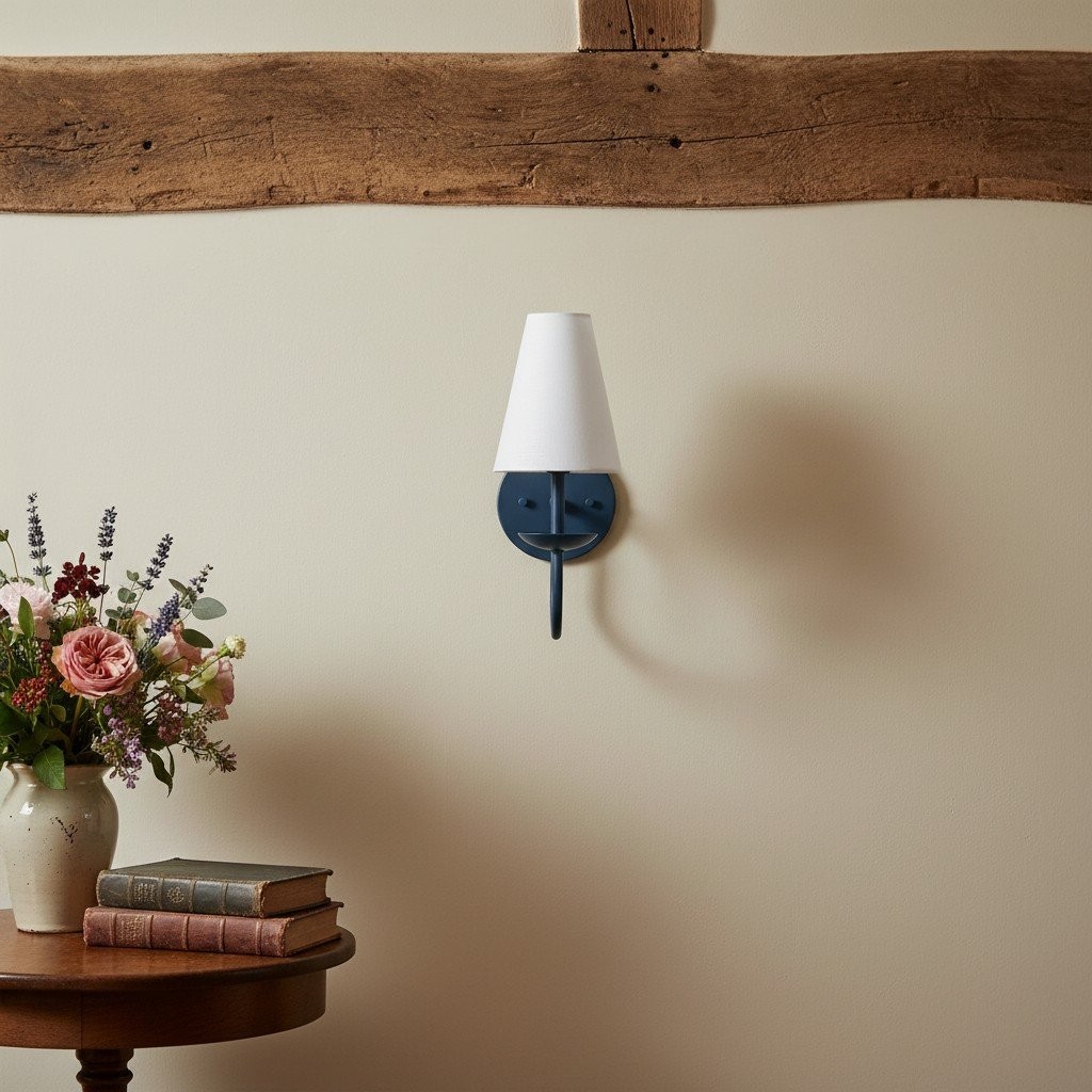 Curva Metalen Witte Linnen Wandlamp - Klassieke Messing Wandlamp voor Slaapkamers HL1760