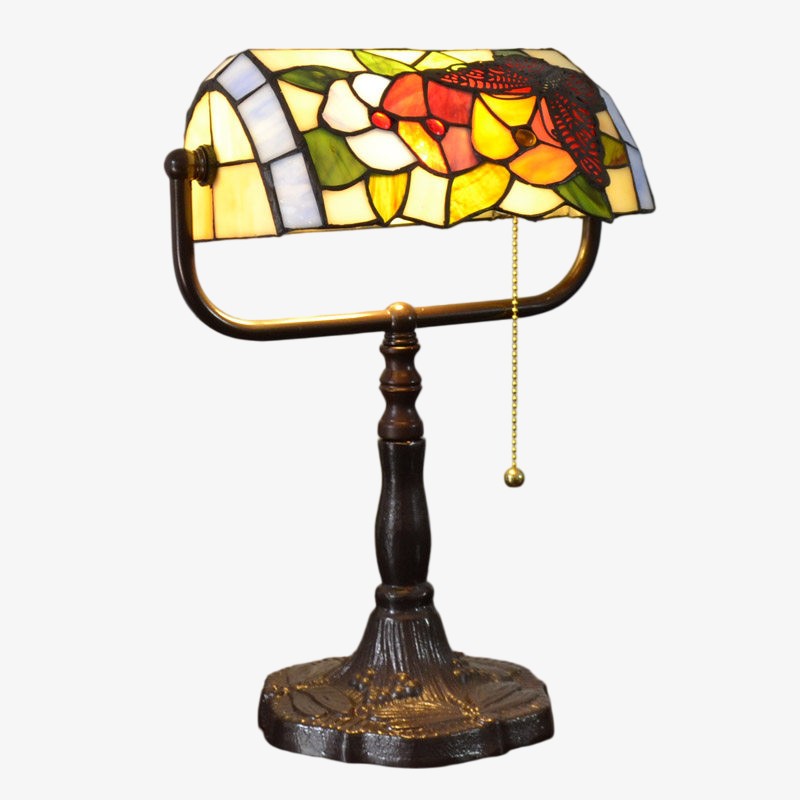 TF Tivanny Bureaulamp met bloemenmotief en glas-in-lood - Vintage tafellamp voor slaapkamer, studeerkamer of woonkamer HL3553