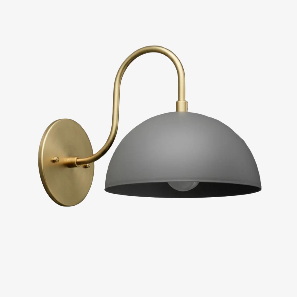 Curva Metalen Industriële Wandlamp - Gebogen Messing Arm - Gehamerde Koepellamp HL1770