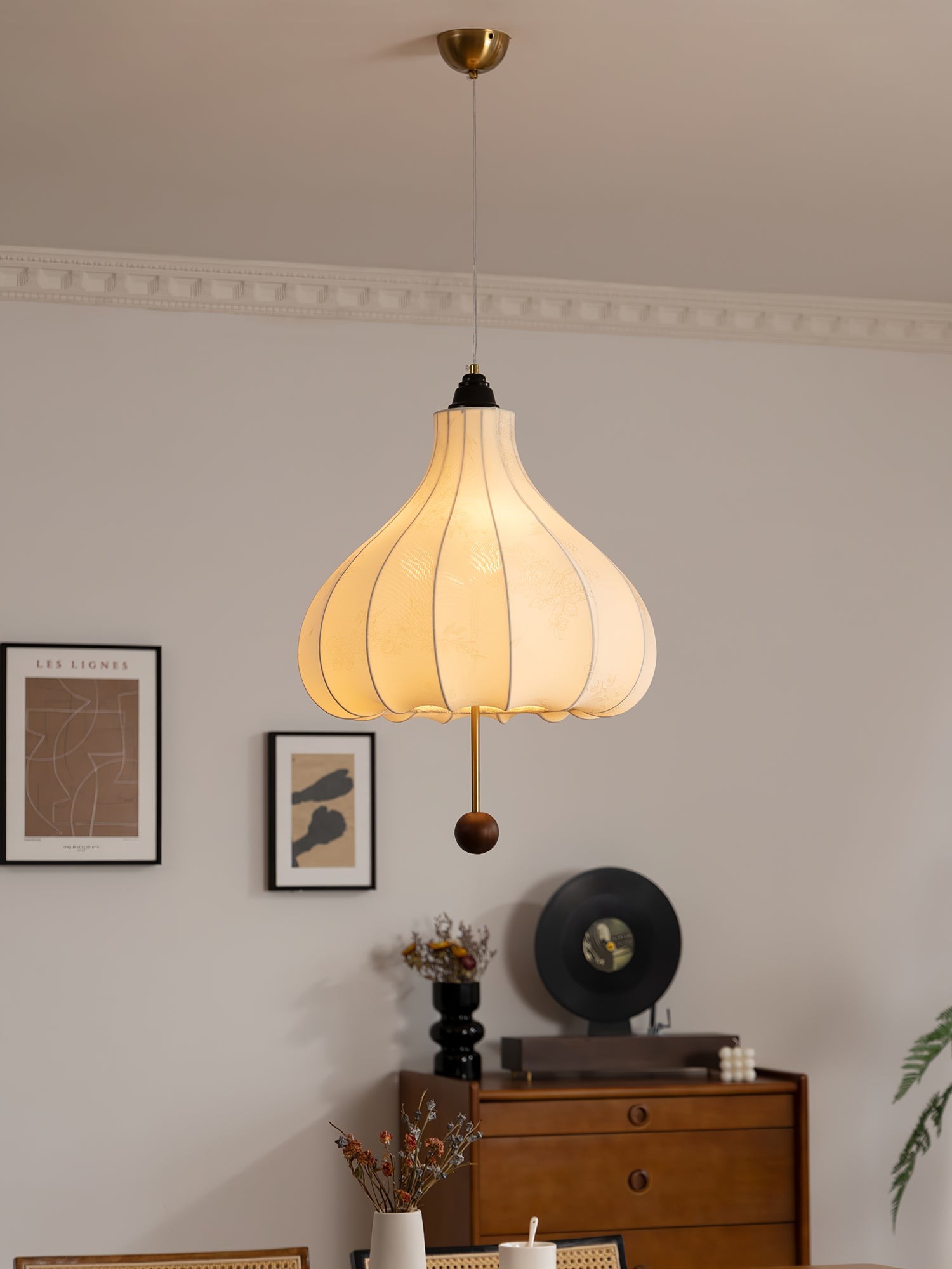 Retro Kastanje Stoffen Hanglamp HL495