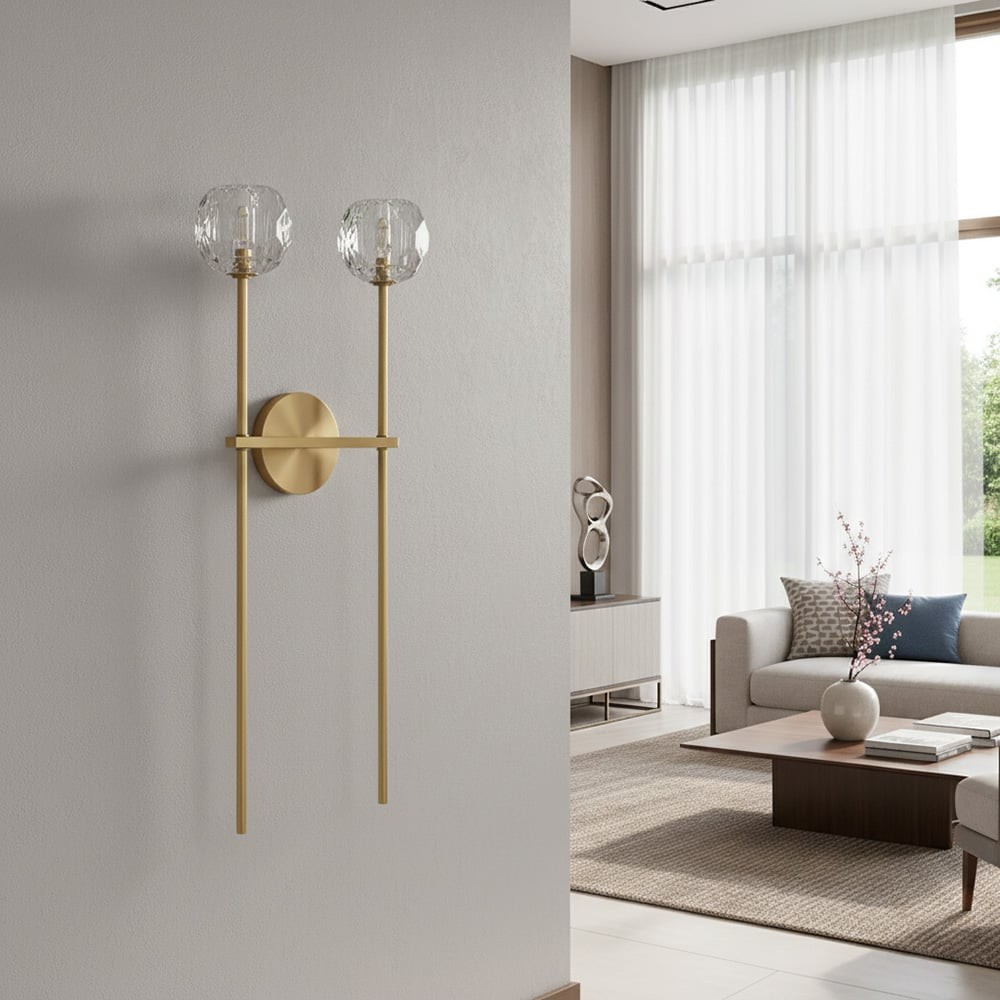 Luxe kristallen wandlamp - moderne wandlamp met messing frame HL1811