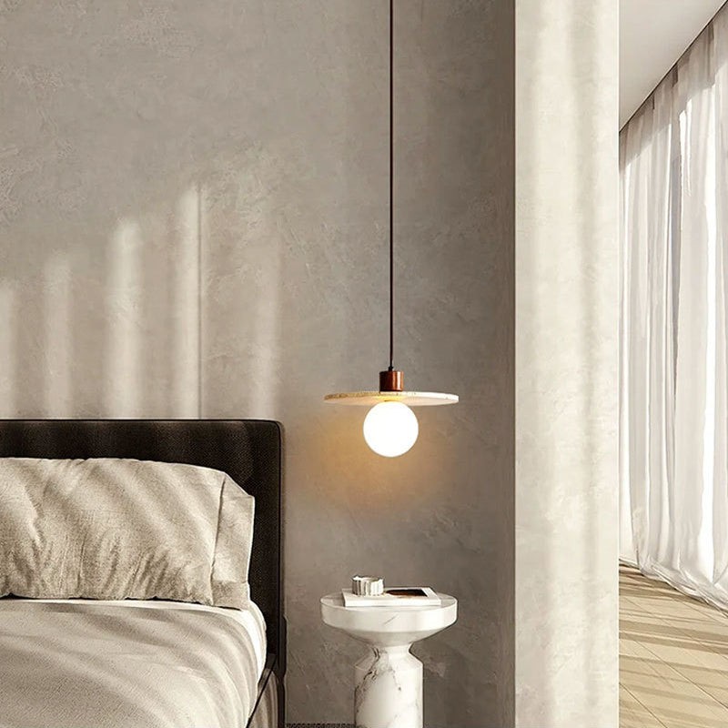 Traditionele Japanse Travertijn Houten Hanglamp HL869