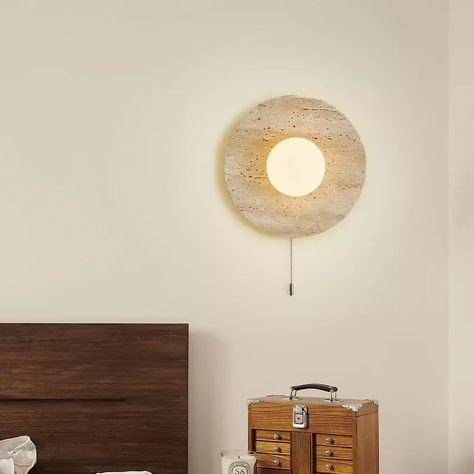 Retro Wabi Sabi Travertine Lunar Eclipse Wandlamp HL938