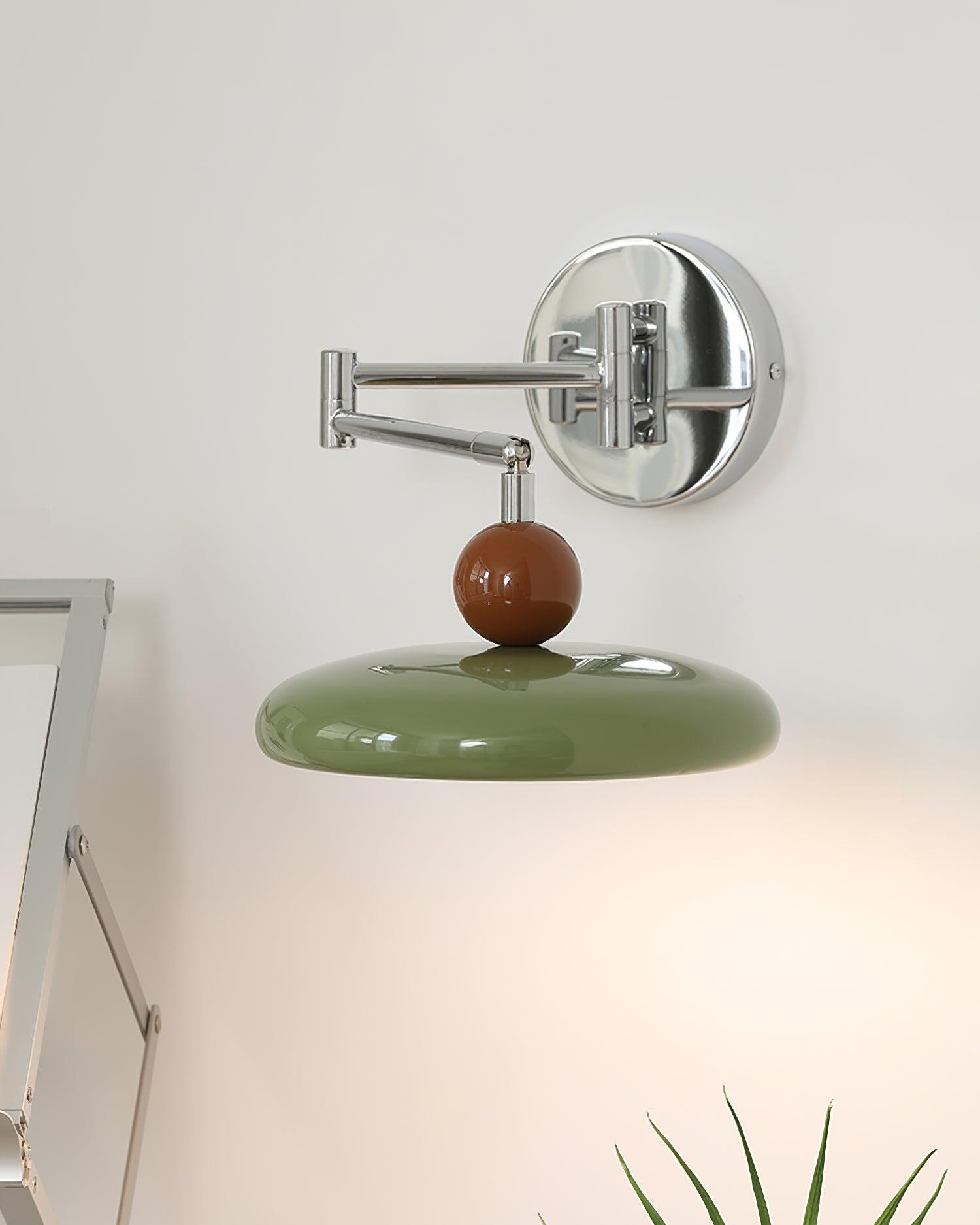 Crèmekleurige verstelbare zwenkarm schijf leeswandlamp HL606