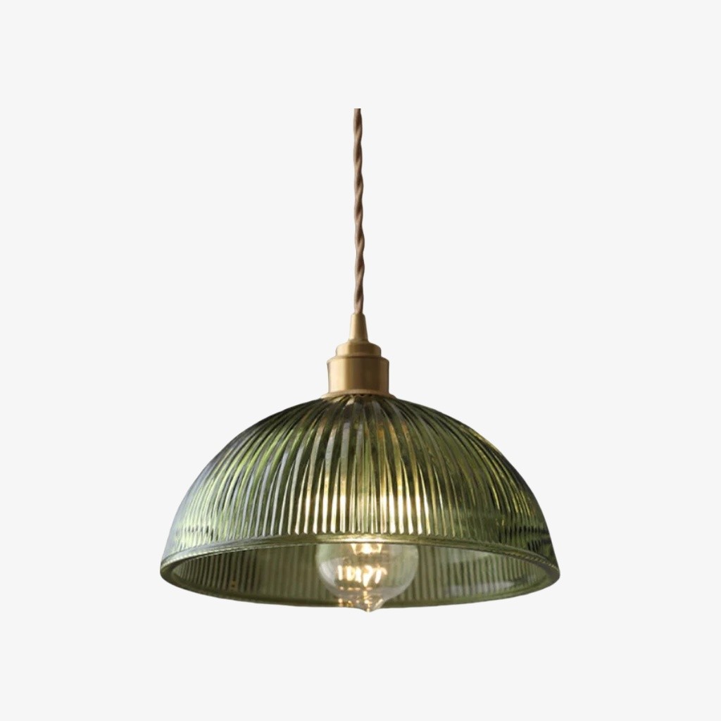 Ribilux geribbelde hanglamp - Vintage glas en metaal voor keuken en eetkamer HL2461
