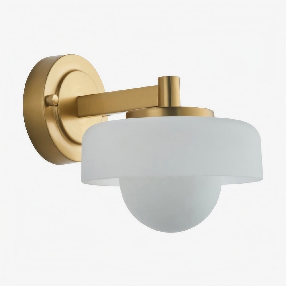 Zirvos Retro Globe Glazen Wandlamp - Elegante Wandlamp met Messingkleurige Kap voor de Gang HL2042