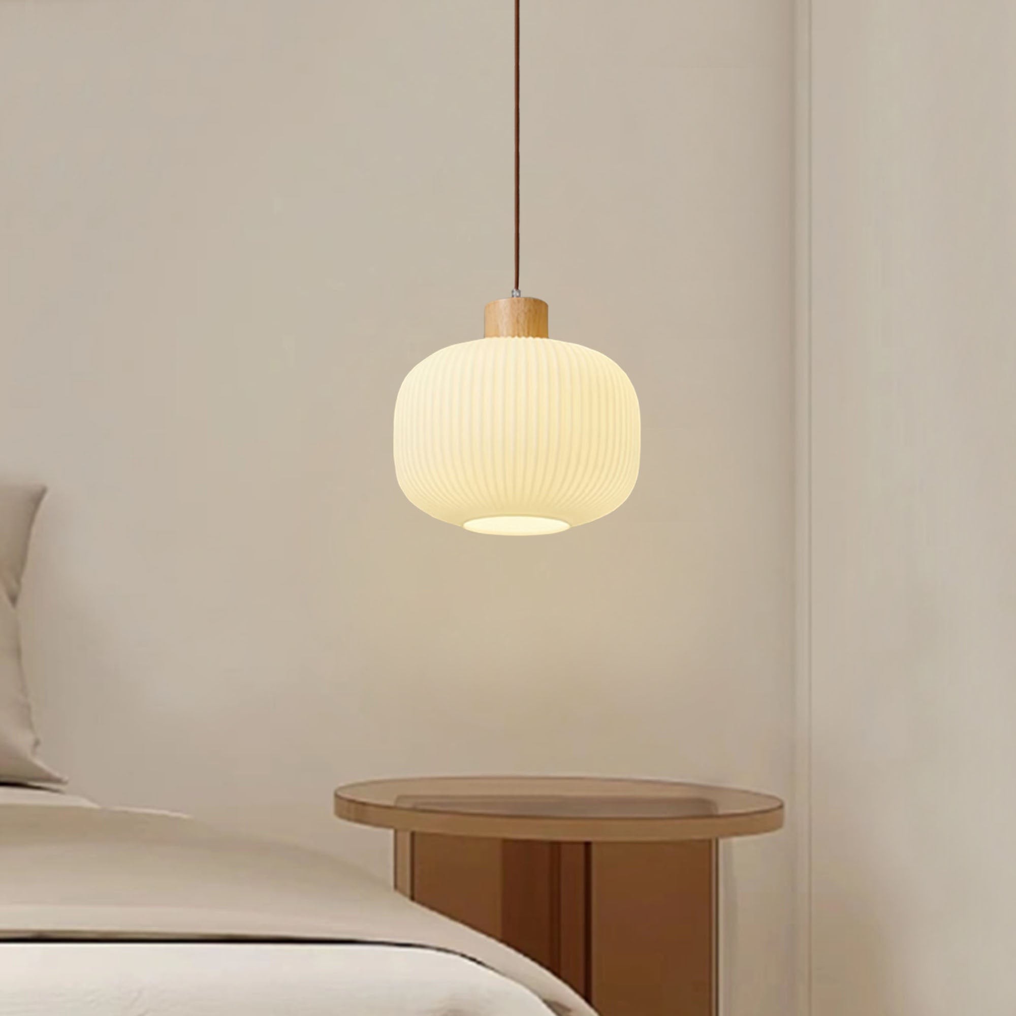 Nordic witte lantaarnachtige glazen hanglamp HL666