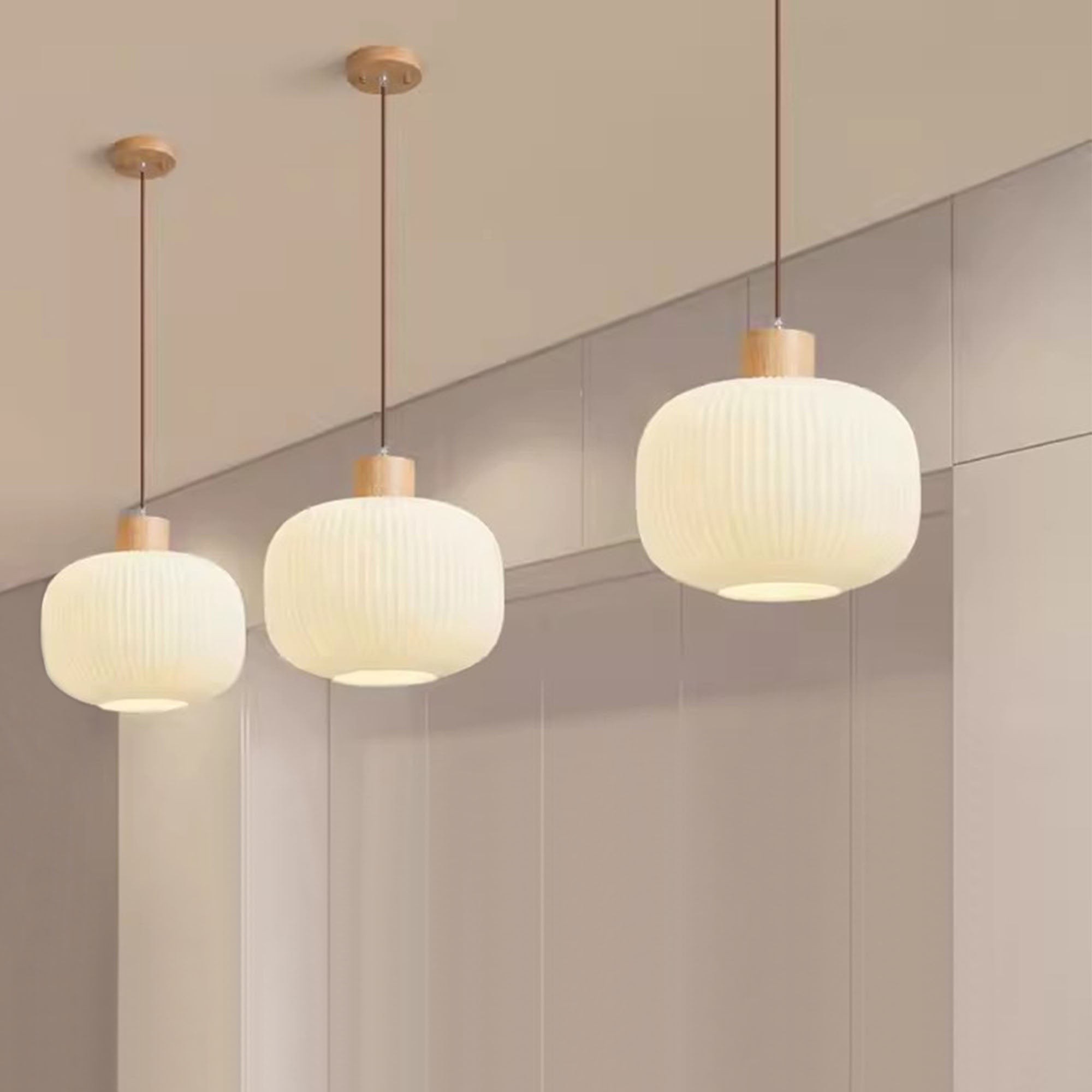 Nordic witte lantaarnachtige glazen hanglamp HL666