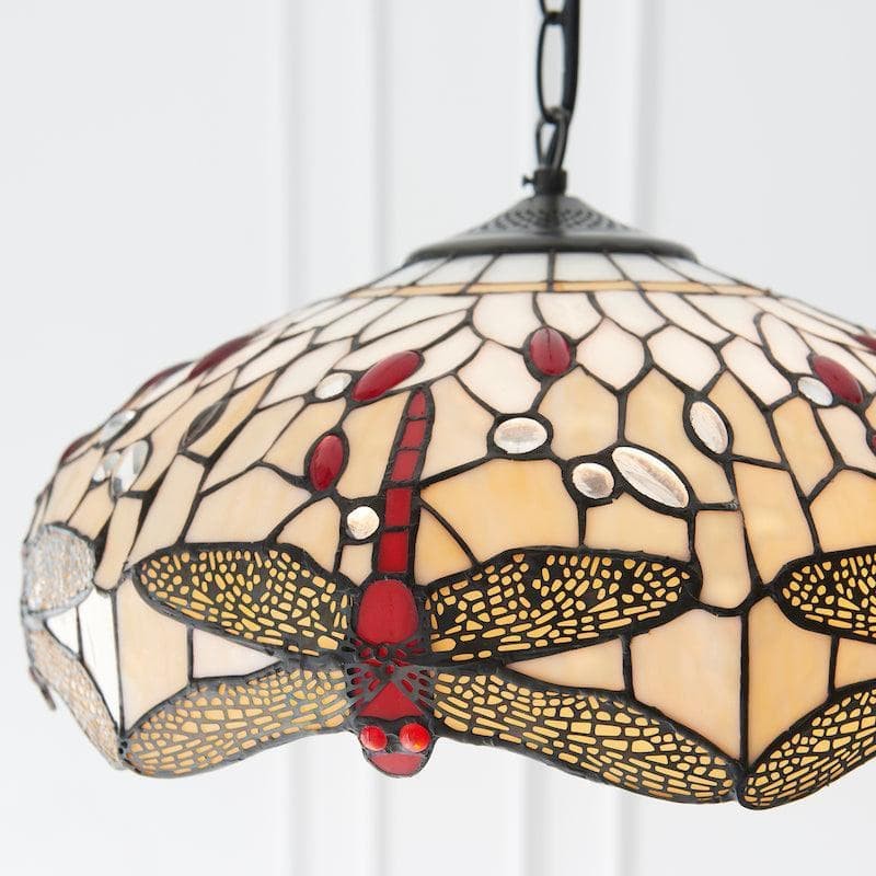 TF Dragonfly Tiffany hanglamp - Art Nouveau hanglamp met glas-in-lood voor de woonkamer HL2045