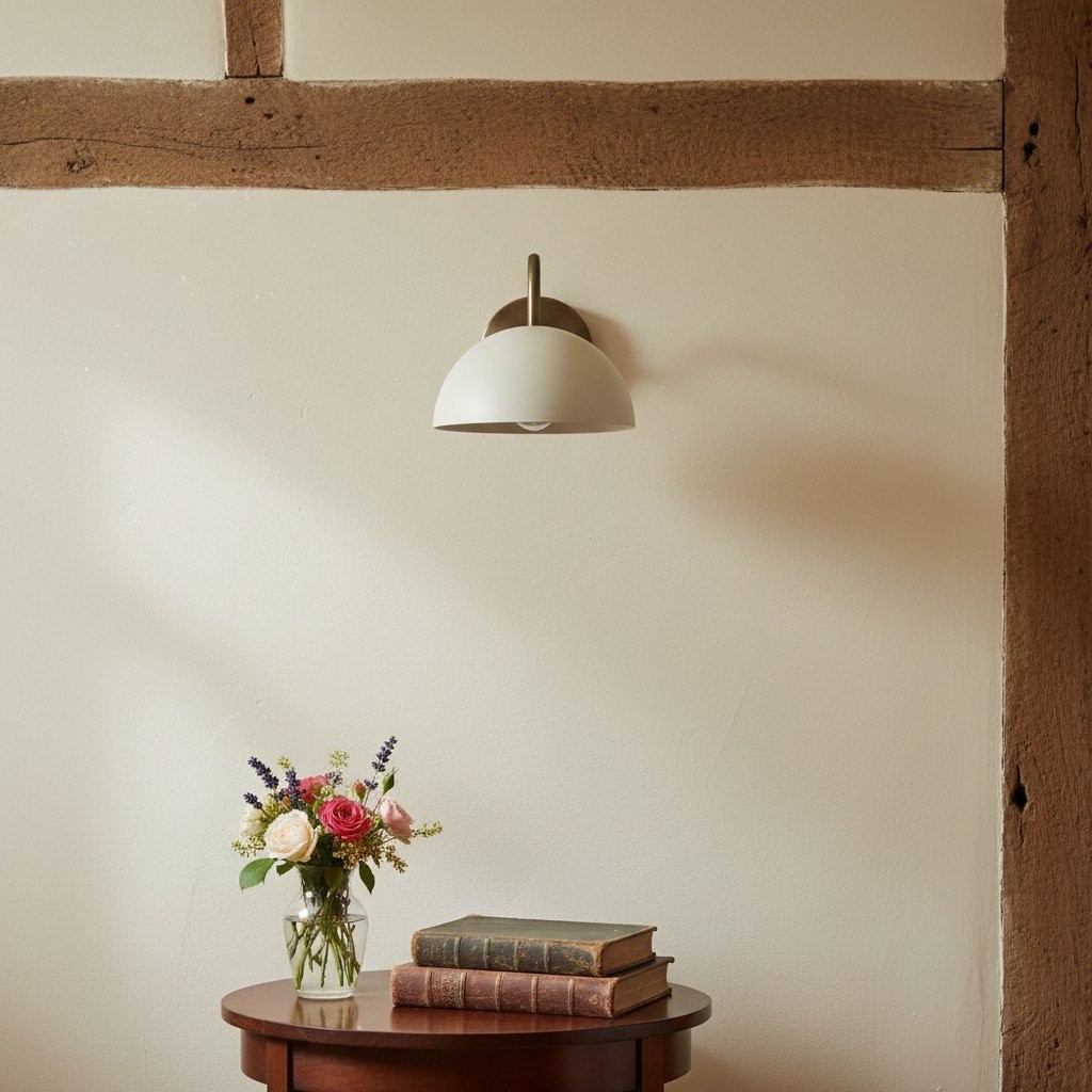 Curva Metalen Industriële Wandlamp - Gebogen Messing Arm - Gehamerde Koepellamp HL1770