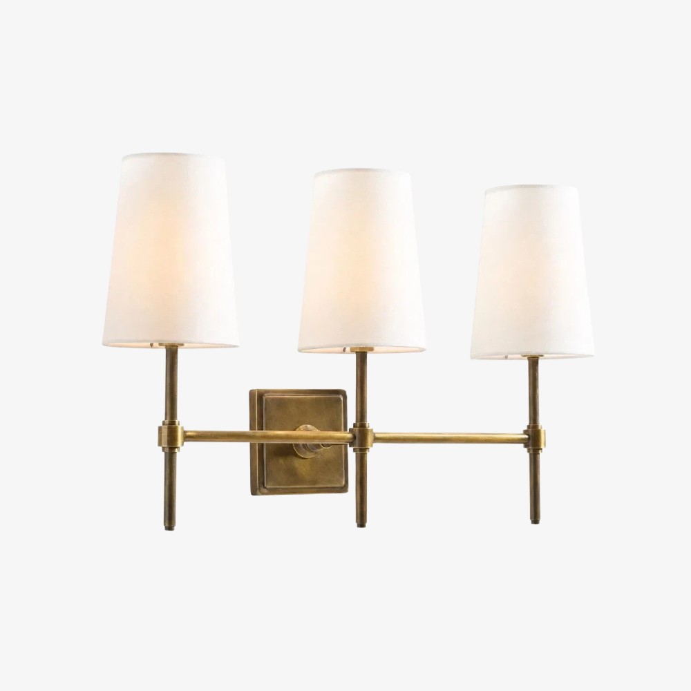 Derlina Witte Linnen Wandlamp – Retro Metalen Verlichtingsarmatuur met Meerdere Hoofden HL1433
