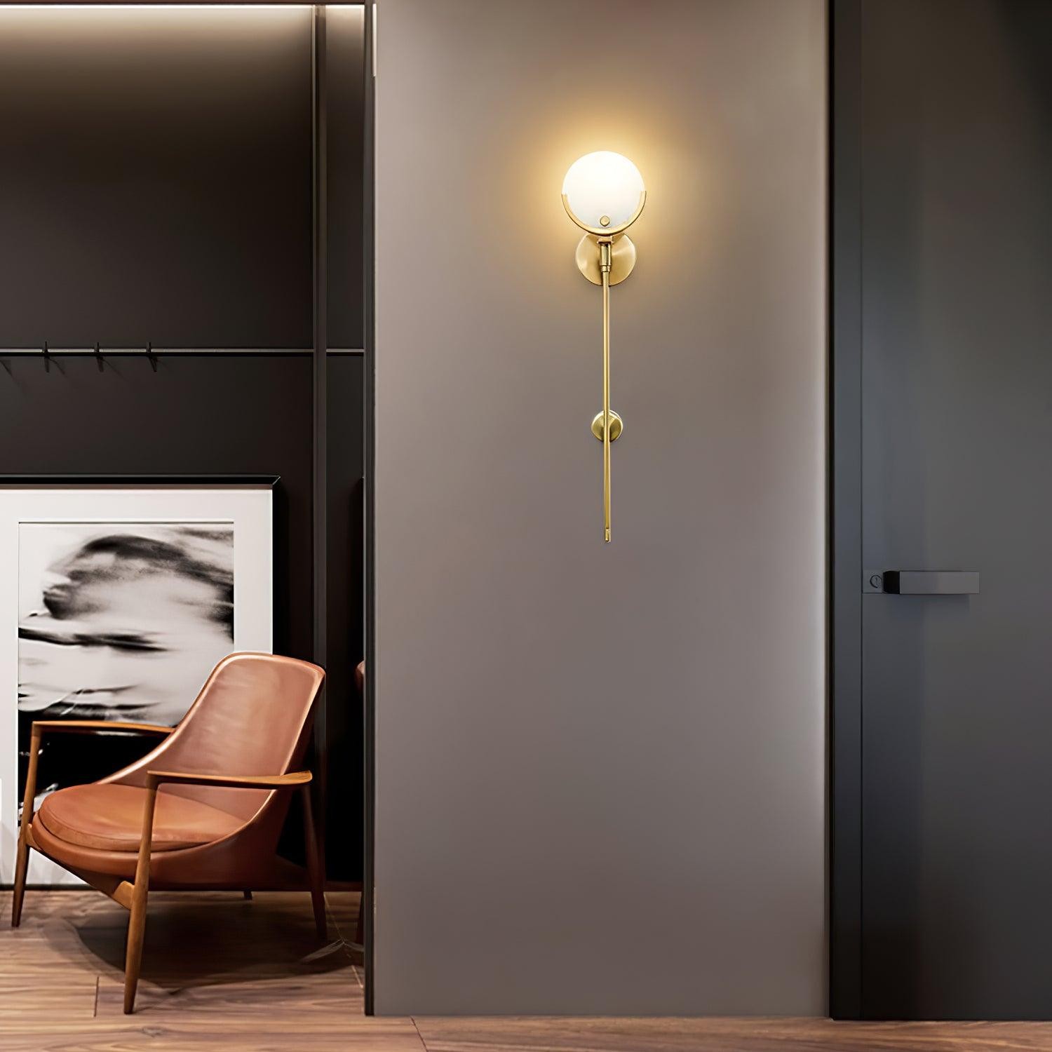 Metalen messing bolvormige slaapkamer wandlamp HL363