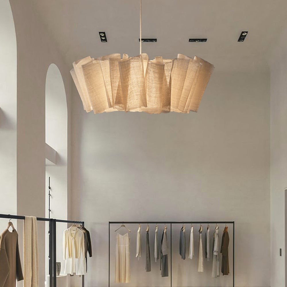 Hanglamp met geplooide stof van Noords linnen HL1403