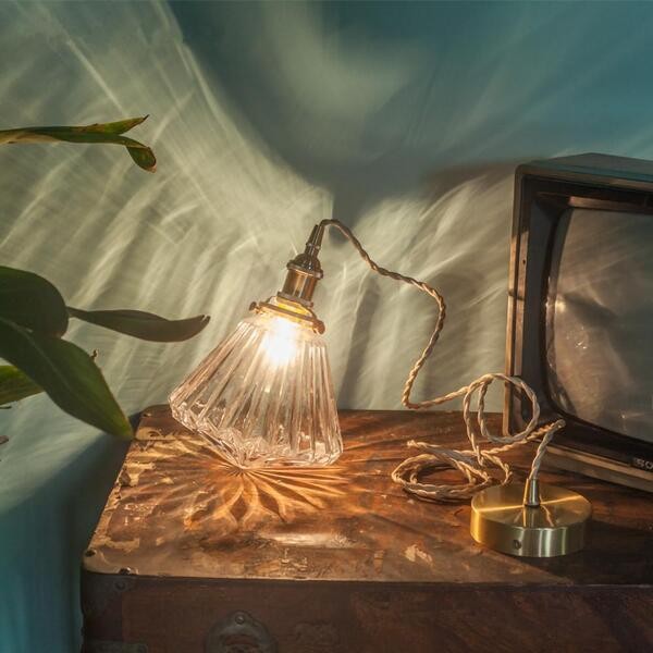Antiek helder geribbeld glas Slaapkamer keuken hanglamp HL48